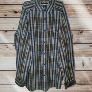 TIMBERLAND XXL Mens Button Up Shirt Grey Plaid Long Sleeve Shirt